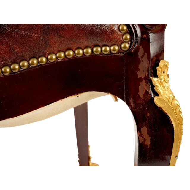 French Francois Linke Style Ormolu and Wood Leather Armchair For Sale - Image 16 of 18