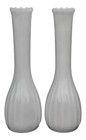Vintage Farmhouse Opaque Milk Glass Bud Vases - a Pair