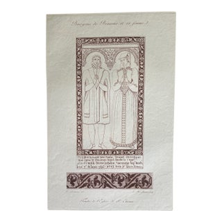 Antique French Engraving From the Roger De Gaignières Collection – Beauvais Tomb Monument For Sale