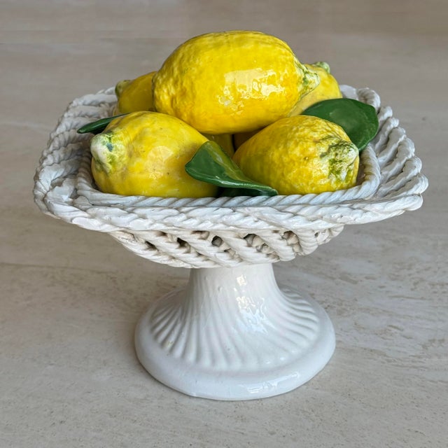 Figurative Italian Trompe l'Oeil Ceramic Lemon Basket For Sale - Image 3 of 8