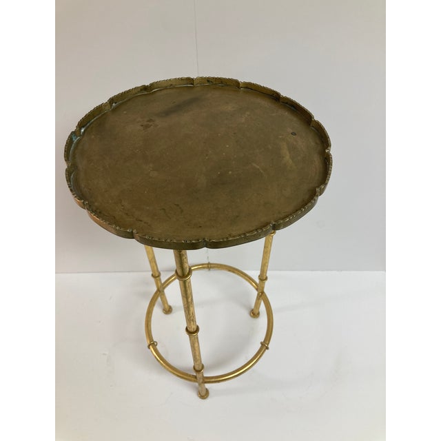 1970s Boho Chic Gilt Gold Faux Bamboo Cocktail Table For Sale - Image 5 of 9