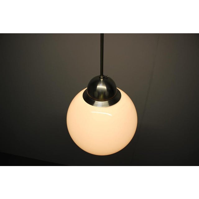 Gold Art Deco Glass Globe Pendant Chandelier, Europe, 1930s For Sale - Image 8 of 9