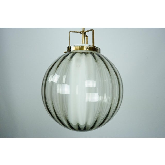 Mid-Century Modern Mid-Century Smoked Murano Glass Pendant with Opaline Diffuser, Italy, 1950s For Sale - Image 3 of 13