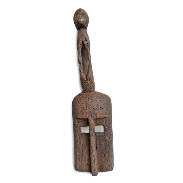 Original old Dogon mask from Mali. Hand carved wood mask with monkey figure on top. Signs of age and use.