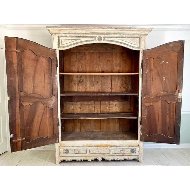 Early 19th Century Monumental Late 18th Century French Provincial Painted Louis XV Armoire, Circa 1770–1800 For Sale - Image 5 of 18