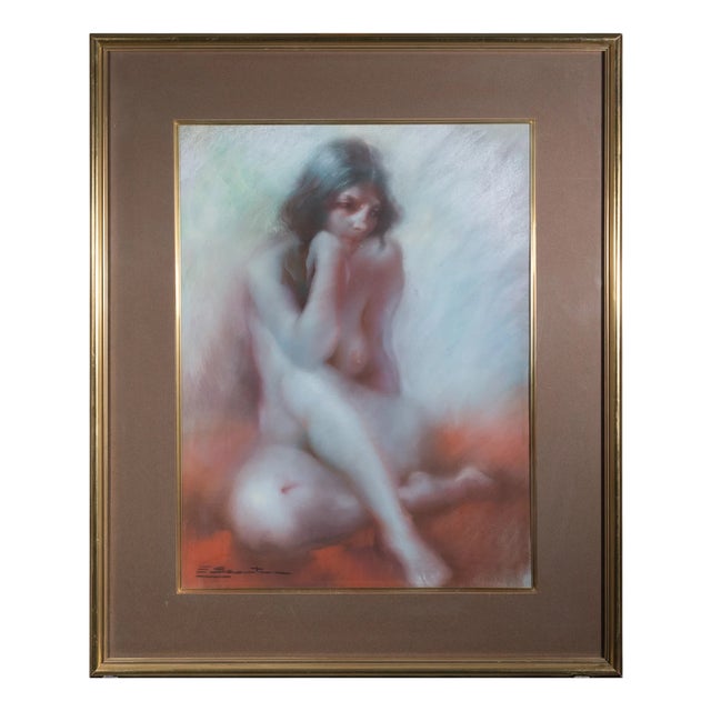 Seated Female Nude Study, 1980s, Pastel For Sale