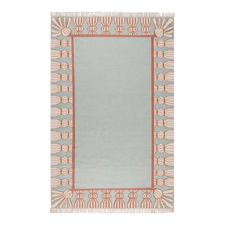 Part & Parcel Goods Wool Tassel Runner, 2’6” x 12', Sky Blue, Topaz and Eggshell For Sale