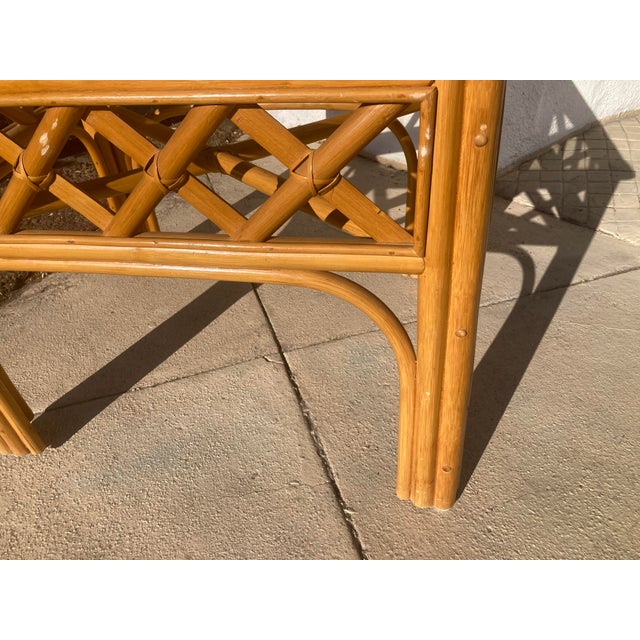 Ficks Reed Natural Rattan Lattice Pattern Side Table For Sale - Image 10 of 11