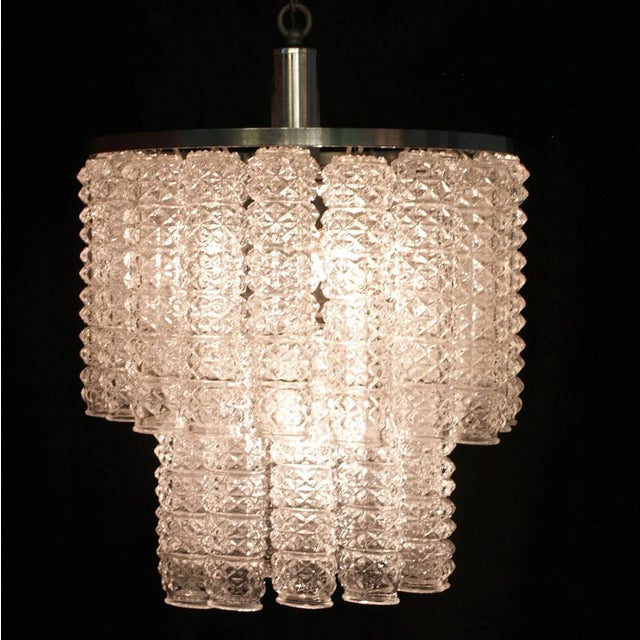 Venetian Chandelier in Blown Transparent Murano Glass by Venini, 1960s For Sale - Image 7 of 8