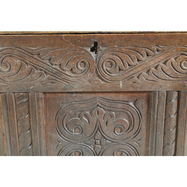 Brown 18th Century English Oak Trunk For Sale - Image 8 of 10