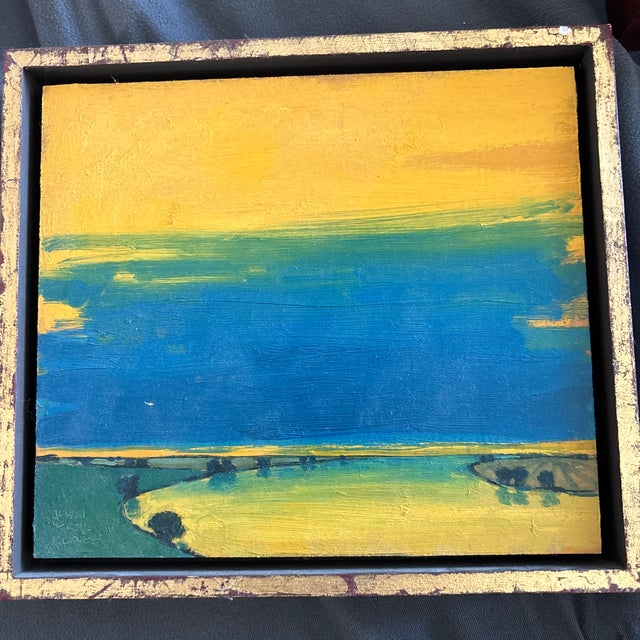 “River Evening” (2010) by John Karl Claes is an original oil-on-panel landscape measuring 7 x 8 inches. Featuring bold...