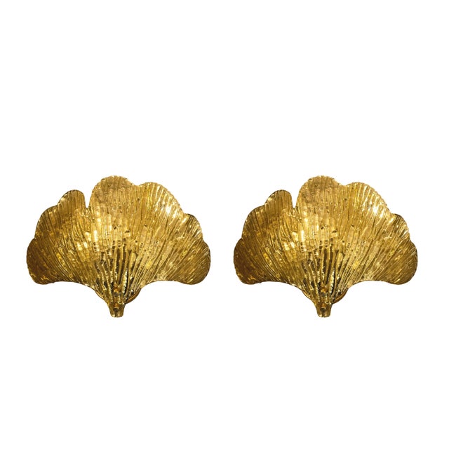 Gilt Ginkgo Appliques, 1950s, Set of 2 For Sale - Image 6 of 6