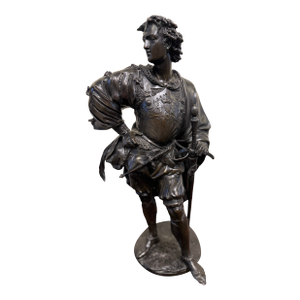 Antique 25” Signed 19th Century French Bronze Sculpture the Landsknecht Cavalier by Albert-Ernest Carrier Belleuse