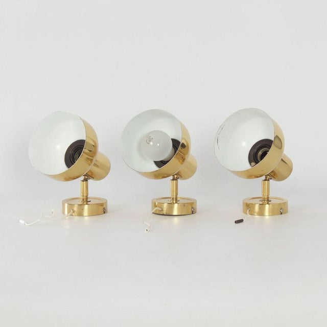 Metal Adjustable Brass Wall Lights, 1970s, Set of 3 For Sale - Image 7 of 11