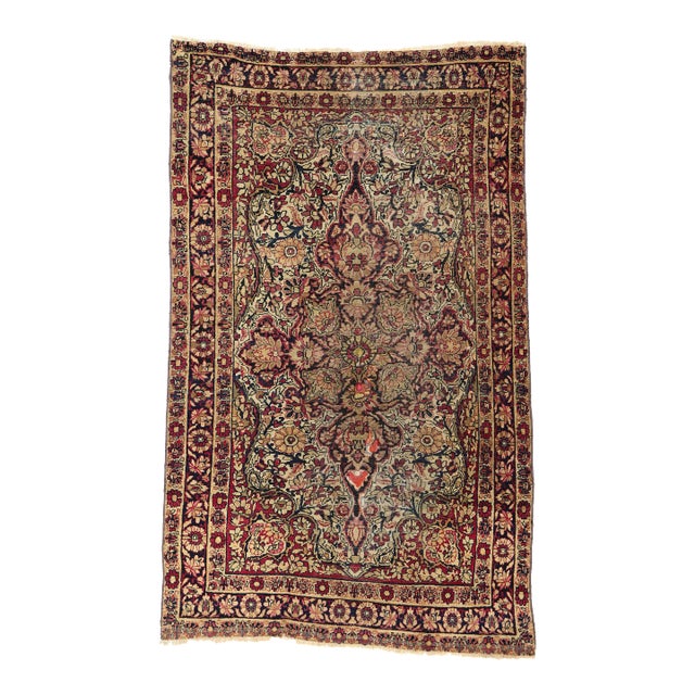 Antique Persian Kerman Rug - 03'10 X 06'02 For Sale