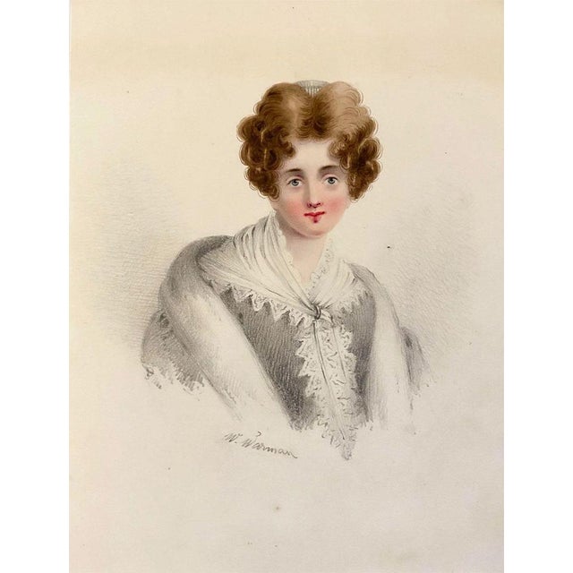 William Warman, Portrait of a Woman in a Shawl, Mid-19th Century, Watercolour For Sale - Image 3 of 3