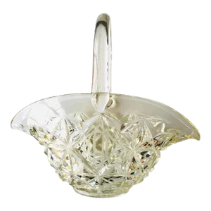 Vintage Clear Cut Glass Monogram "Koc" Wedding Basket