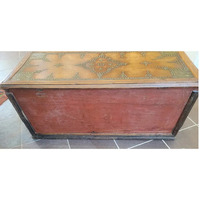 Early 19th Century Antique Brass-Studded Zanzibar Chest/Trunk For Sale - Image 5 of 12