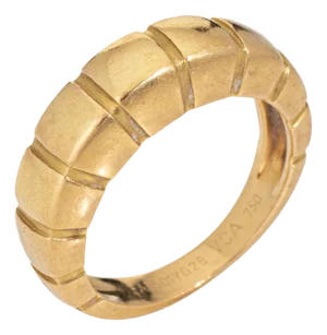 1980s Van Cleef & Arpels Cube Ring Sz 5.75 Vintage 18k Yellow Gold Band Signed Jewelry, Size 5.75