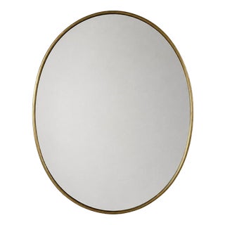 Italian Oval Brass Mirror, 1950s For Sale