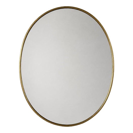Italian Oval Brass Mirror, 1950s For Sale