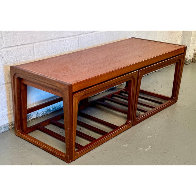 Mid-Century Modern Mid 20th Century Vintage Teak Nesting Coffee Table - Set of 3 For Sale - Image 3 of 5