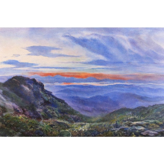 Mid-Century Modern 1950s Robert Noel Blair Framed Modernist Watercolor Landscape Painting For Sale - Image 3 of 4