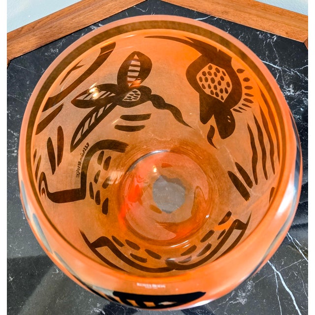 Orange Kosta Boda Caramba “Adam & Eve” Snake Motif Orange Art Glass Vase by Ulrica Hydman‑Vallien, Large For Sale - Image 8 of 13