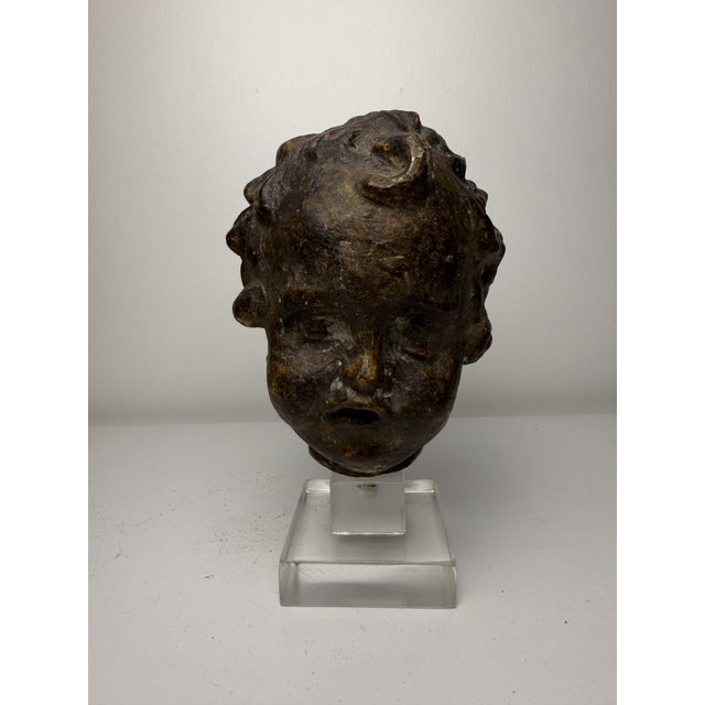 Tuscan Artist, Sculpture Depicting a Cherub's Head, 1500, Terracotta For Sale - Image 6 of 17