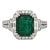 2ct Emerald Ring with Earth Mined Diamonds in Solid 14K White Gold EM 9x7mm For Sale