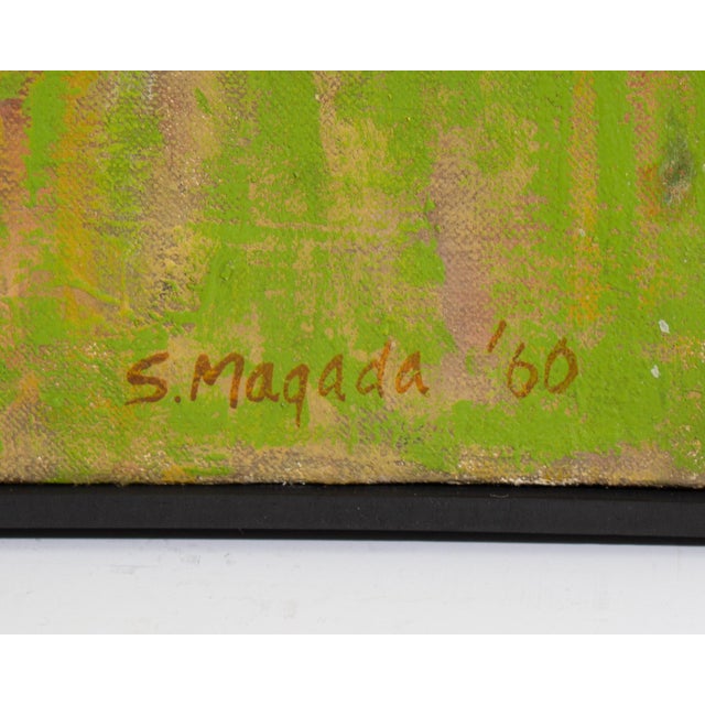 1960 “Encounter” Abstract Oil on Canvas Painting by Stephen Magada For Sale In Indianapolis - Image 6 of 8