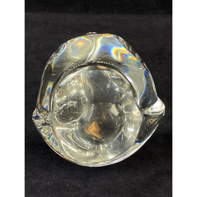 1980s Vintage Daum France Crystal Owl Paperweight Figurine Signed Art Glass For Sale - Image 5 of 10