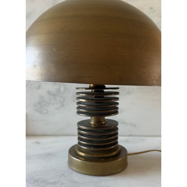 Mid-Century Modern Vintage Brass Mushroom Table Lamp Attributed to Hans-Agne Jakobsson For Sale - Image 3 of 12