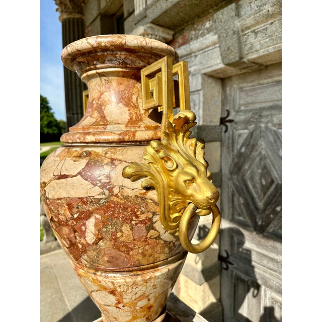Metal Antique Marble Urn Vase, 1800s For Sale - Image 7 of 14