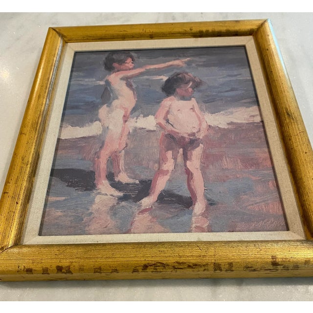 Late 20th Century Painting of Children at the Beach by Dan McCaw For Sale - Image 9 of 12