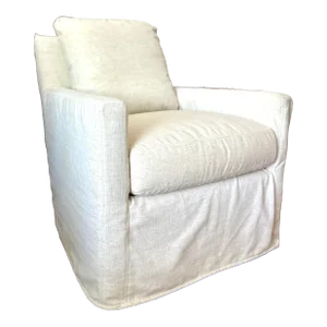 Lee Industries Slipcovered Swivel Rocker Arm Chair in Oasis Ecru Lee Performer Crypton Fabric