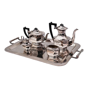 Late 20th Century (5 Pc) j.b. Chatterley & Sons Ltd. Silver-Plated Tea and Coffee Service With Tray