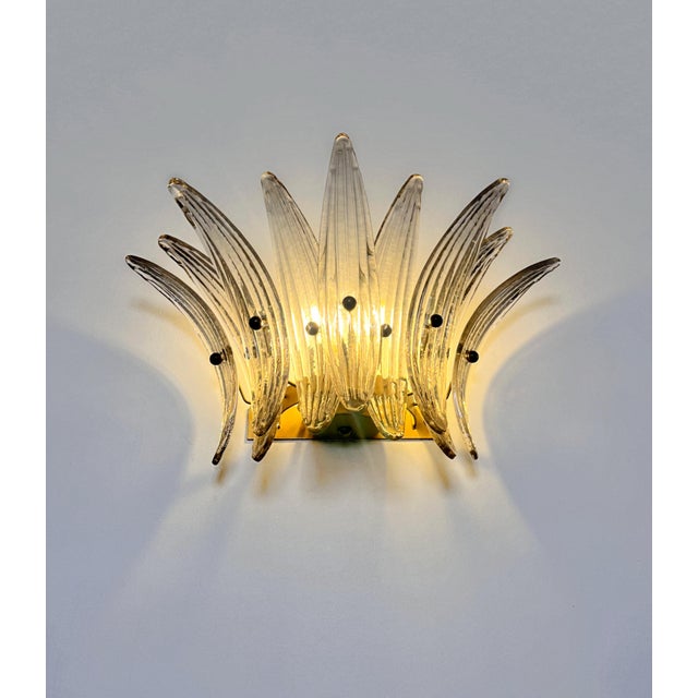 Vintage Smoked Glass Palmette Wall Lights, 1990s, Set of 2 For Sale - Image 11 of 17