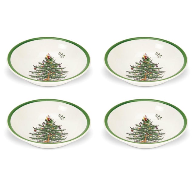 Green Spode Christmas Tree Ascot Cereal Bowl 8" - Set of 4 For Sale - Image 8 of 8