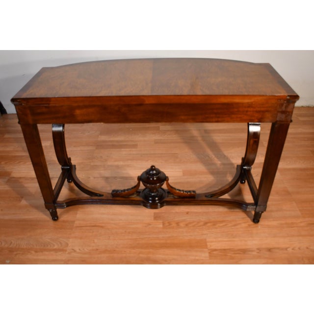 1900s Antique French Louis XVI Walnut & Satinwood Inlay Console Table For Sale - Image 18 of 18