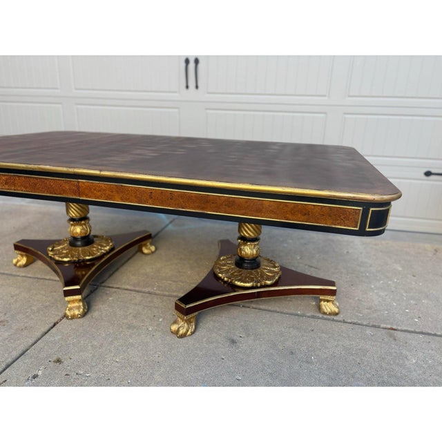 Brown Neoclassical Empire Double Pedestal Dining Table by Baker For Sale - Image 8 of 11