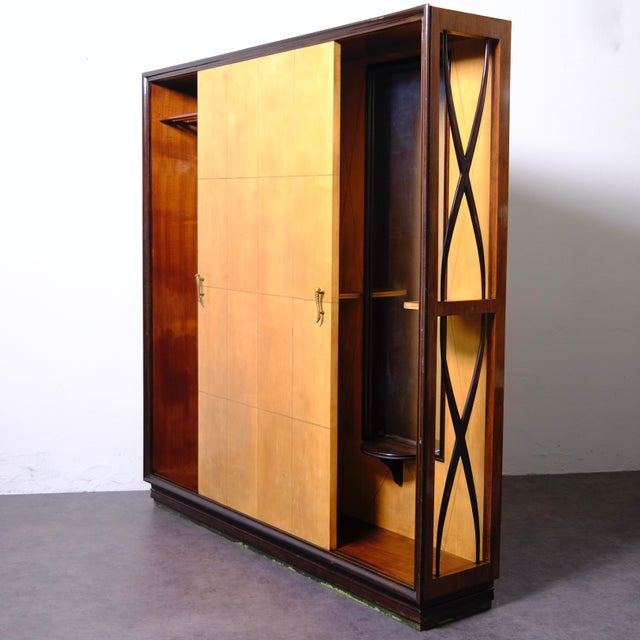 Art Deco Hall Cabinet with Coat Rack, Shelves and Mirror, 1940s For Sale - Image 11 of 18
