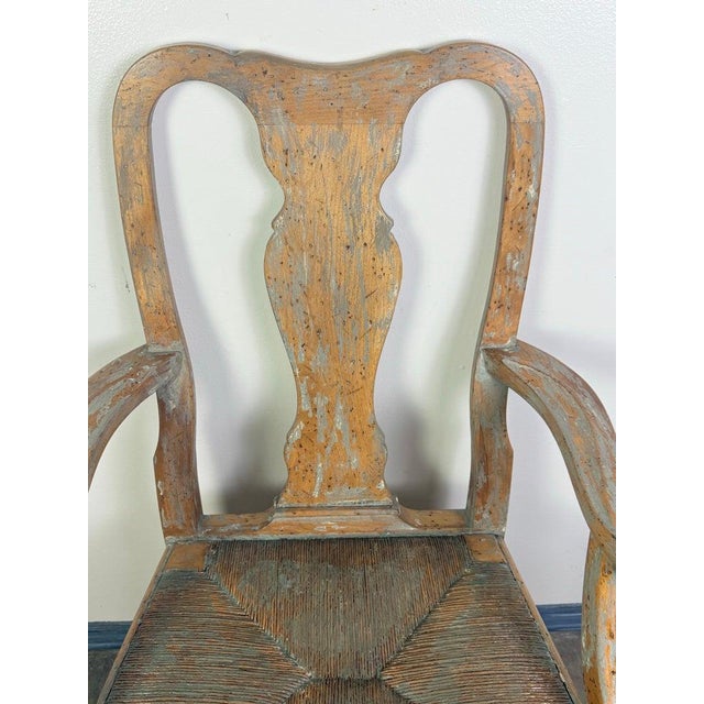 Set of Eight Queen Anne Dining Chairs, Carved Wood, Distressed Finish For Sale - Image 13 of 16