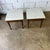 Pair of Mid Century. White Top Formica Top Side Tables Solid wood, turned legs Approximate measures: 17 3/4'' wide, 16 1/4...