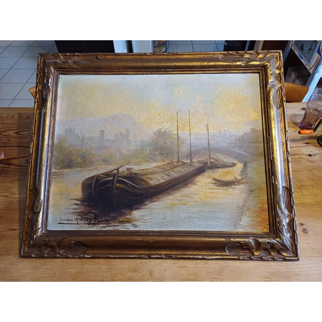 Yvonac Annurey, Barge, 1890, Oil on Canvas For Sale - Image 14 of 18