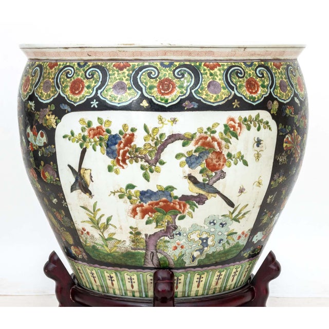Mid 20th Century Chinese Famille Noir Porcelain Fish Bowls, Pair For Sale - Image 5 of 16