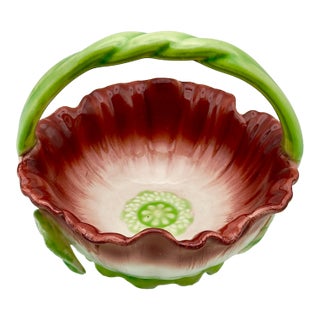 Vintage Fitz and Floyd Japan Hand Painted Ceramic Flower Basket For Sale