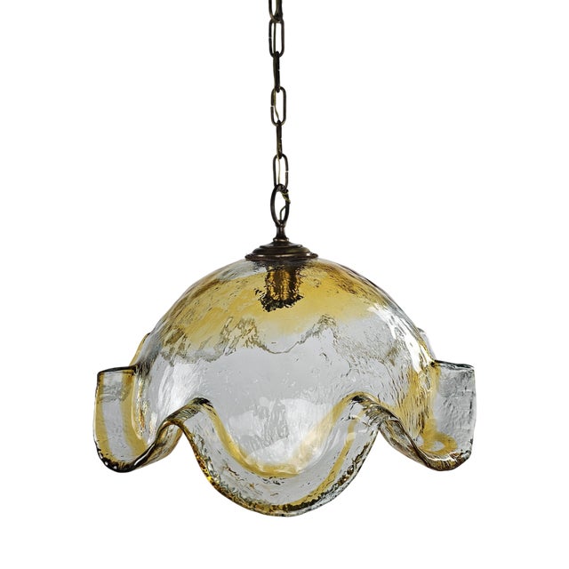 Italian Yellow Glass Pendant Lamp, 1970s For Sale