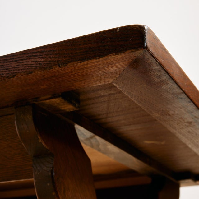 Brutalist Oak Dining Table and Chairs, 1970s, Set of 7 For Sale - Image 9 of 18