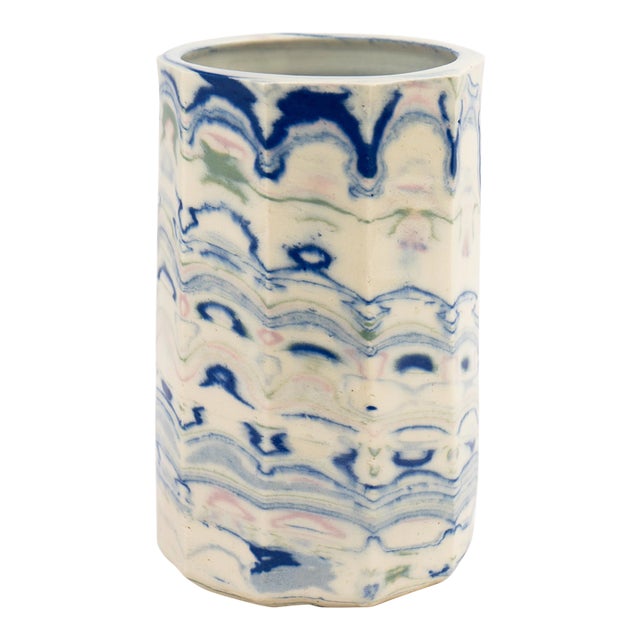 Vintage Nerikomi Marbled Ceramic Vase, Signed & Dated 1982 For Sale